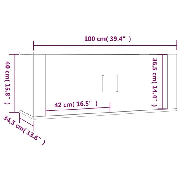 vidaXL Veggmontert TV-benk hvit 100x34,5x40 cm