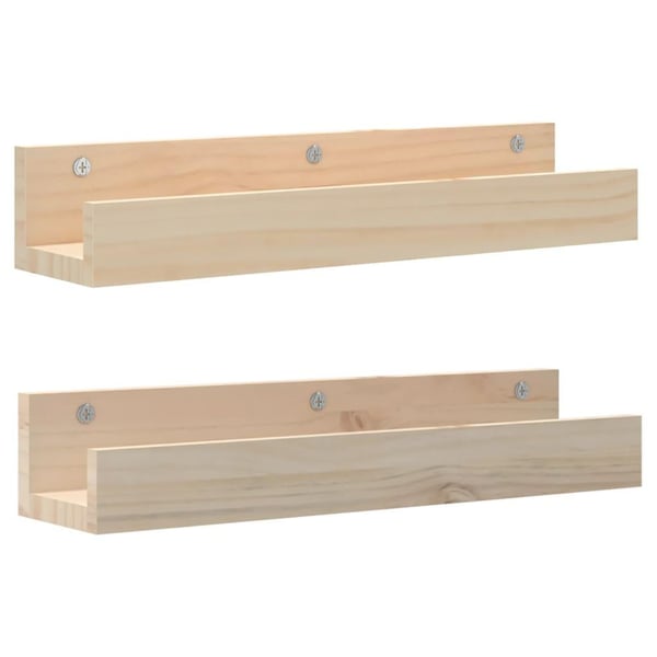 vidaXL Vegghyller 2 stk 50x12x9 cm heltre furu