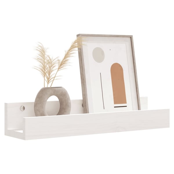 vidaXL Vegghyller 2 stk hvit 50x12x9 cm heltre furu