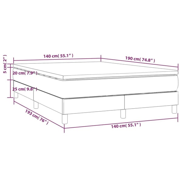 vidaXL kontinentalseng med madras 140x190 cm stof sort