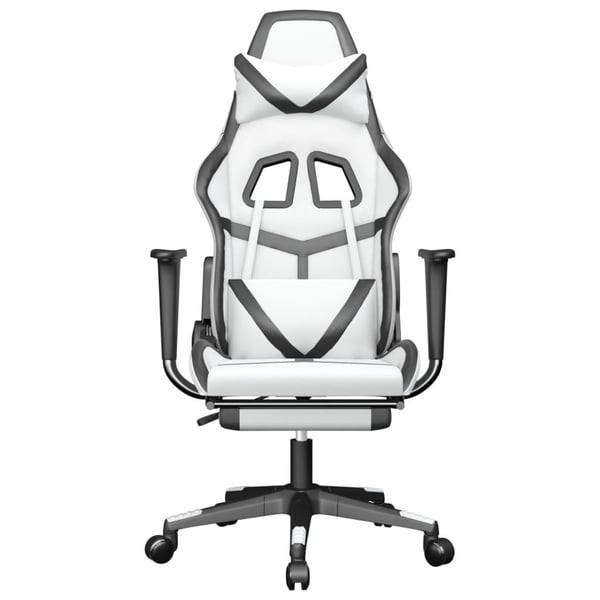 vidaXL gamingstol m. massage og fodstøtte kunstlæder hvid sort