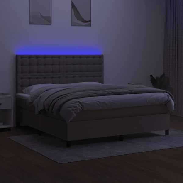 vidaXL kontinentalseng med LED-lys 160x200 cm stof gråbrun