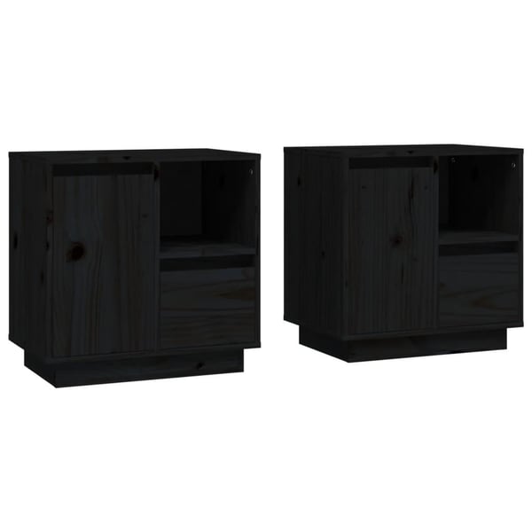vidaXL sengeborde 2 stk. 50x34x50 cm massivt fyrretræ sort