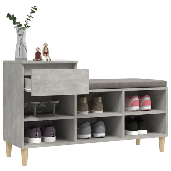 vidaXL Skoskap betonggrå 102x36x60 cm konstruert tre