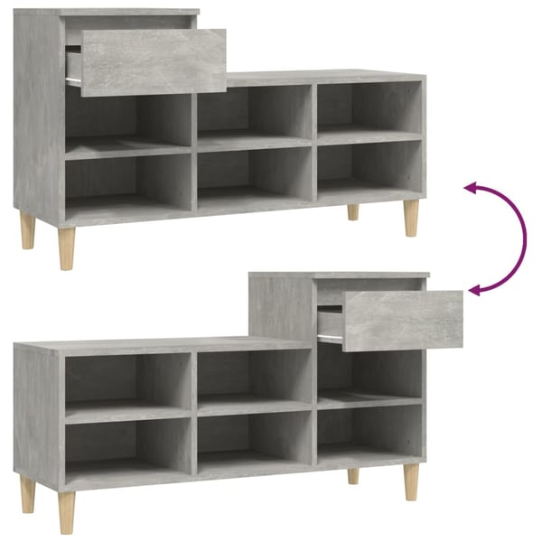 vidaXL Skoskap betonggrå 102x36x60 cm konstruert tre