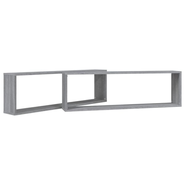 vidaXL Vegghyller kube 2 stk grå sonoma 100x15x30 cm konstruert tre
