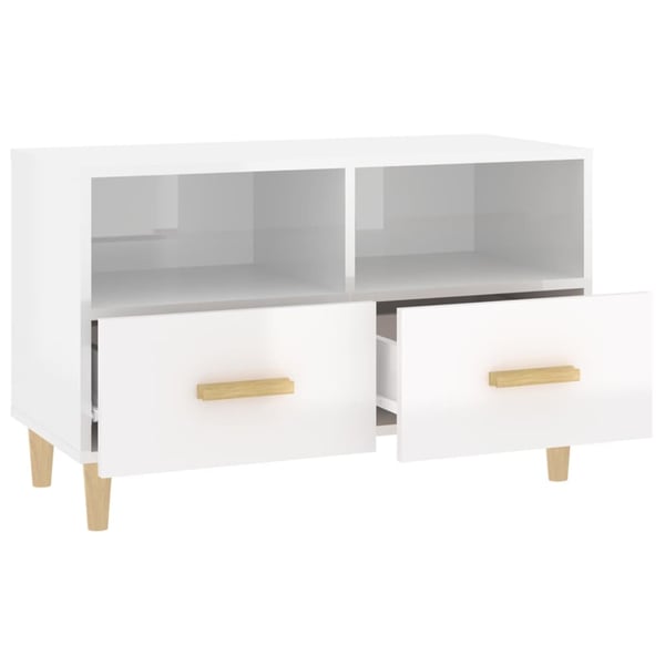 vidaXL tv-bord 80x36x50 cm konstrueret træ hvid højglans