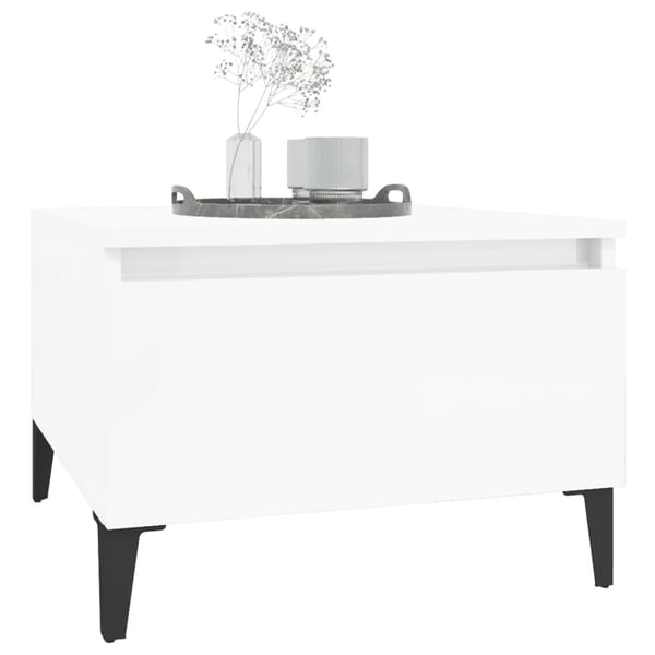 vidaXL Sidebord høyglans hvit 50x46x35 cm konstruert tre