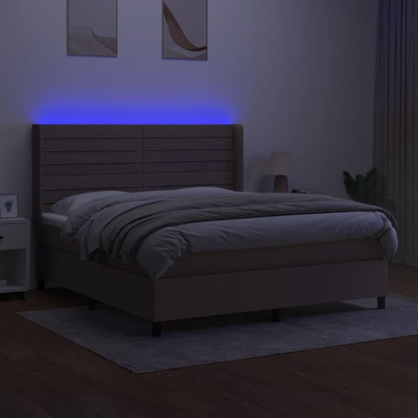 vidaXL kontinentalseng med LED-lys 160x200 cm stof gråbrun