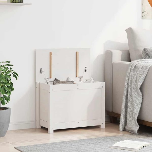 vidaXL opbevaringskasse 60x32x45,5 cm massivt fyrretræ hvid