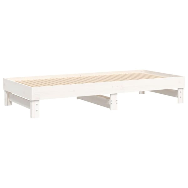 vidaXL daybed med udtræk 2x(90x200) cm massivt fyrretræ hvid