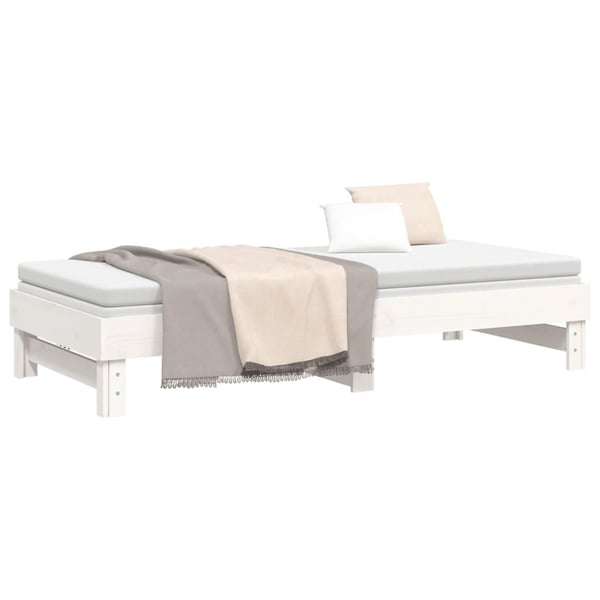 vidaXL daybed med udtræk 2x(90x200) cm massivt fyrretræ hvid