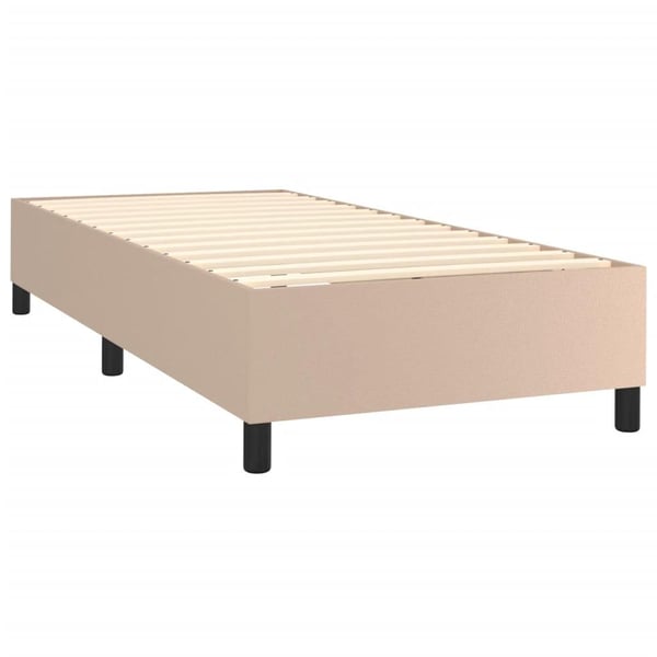 vidaXL kontinentalseng LED-lys 90x190 cm kunstlæder cappuccinofarvet