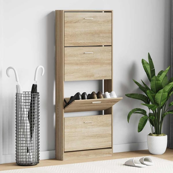 vidaXL skoskab 59x17x150 cm konstrueret træ egetræ