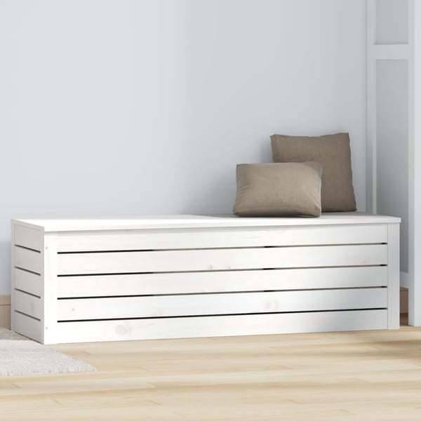 vidaXL opbevaringskasse 109x36,5x33 cm massivt fyrretræ hvid