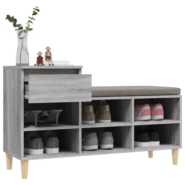 vidaXL Skoskap grå sonoma 102x36x60 cm konstruert tre