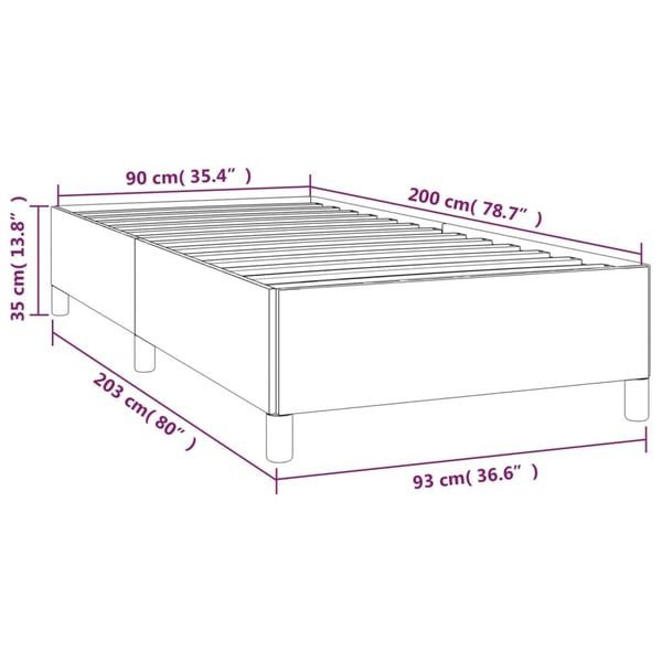 vidaXL Sängram gräddvit 90x200 cm konstläder