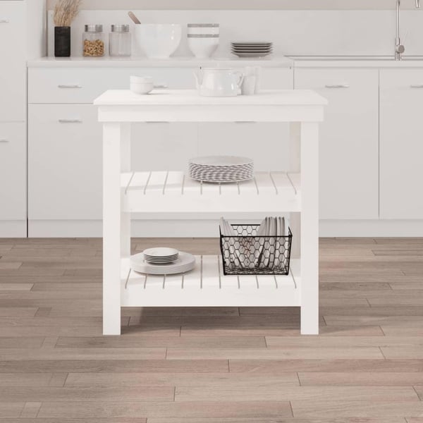 vidaXL Arbeidsbenk hvit 78,5x50x80 cm heltre furu