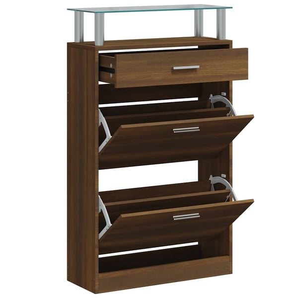 vidaXL skoskab 63x24x104 cm konstrueret træ brun egetræsfarve