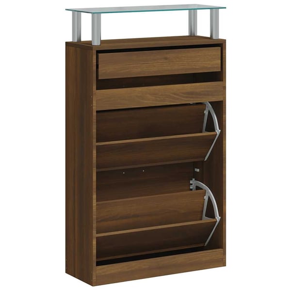 vidaXL skoskab 63x24x104 cm konstrueret træ brun egetræsfarve