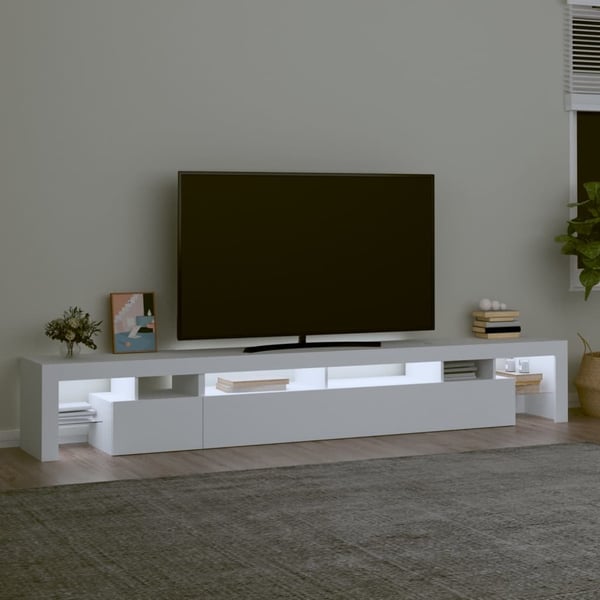 vidaXL TV-benk med LED-lys hvit 260x36,5x40 cm
