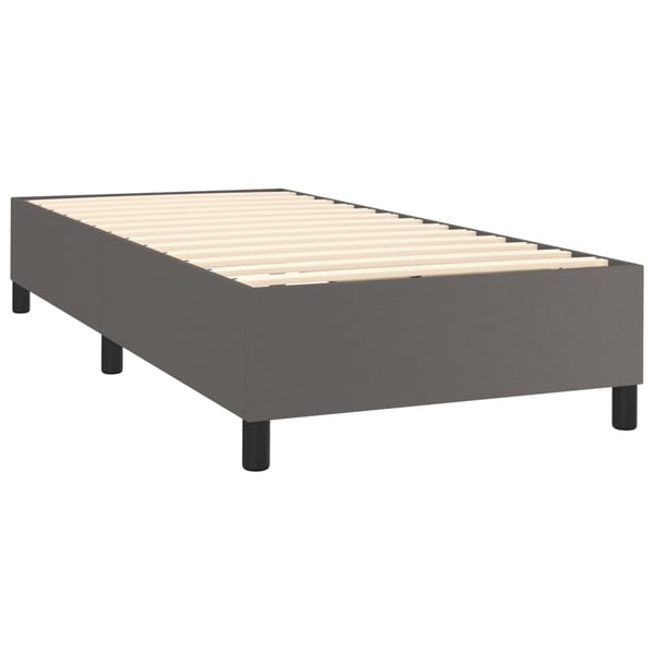 vidaXL Ramsäng med madrass grå 90x190 cm konstläder