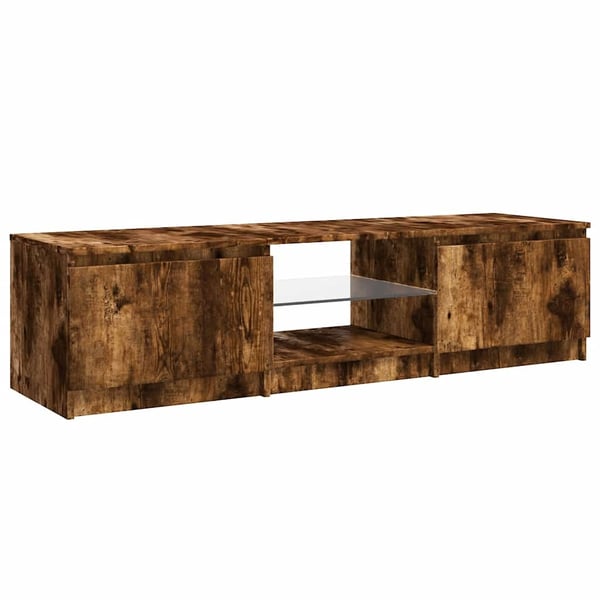 vidaXL TV-benk med LED røkt eik 140x40x36 cm