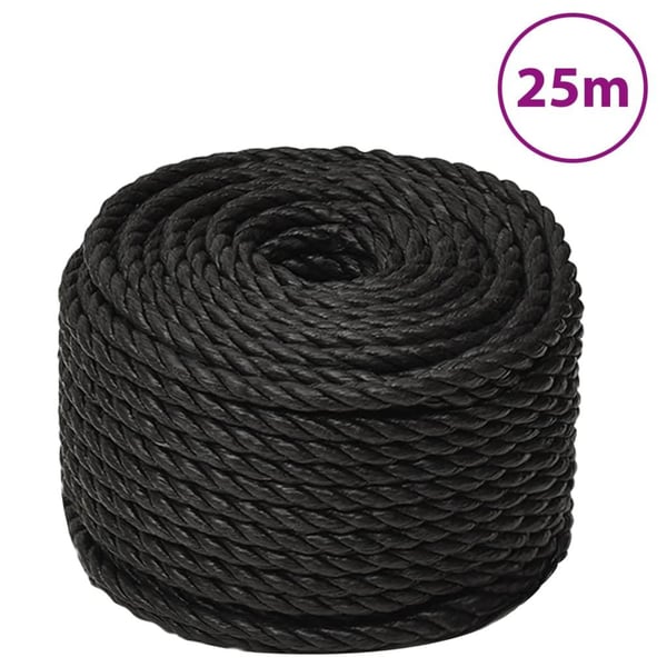 vidaXL Arbeidstau svart 12 mm 25 m polypropylen
