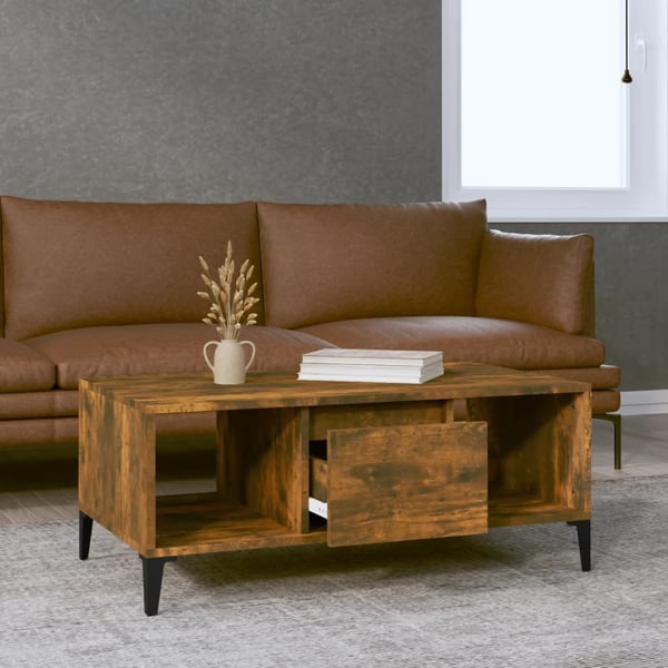 vidaXL sofabord 90x50x36,5 cm konstrueret træ røget egetræsfarve