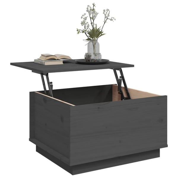 vidaXL sofabord 60x50x35 cm massivt fyrretræ grå