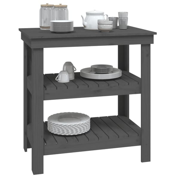 vidaXL Työpenkki harmaa 78,5x50x80 cm täysi mänty