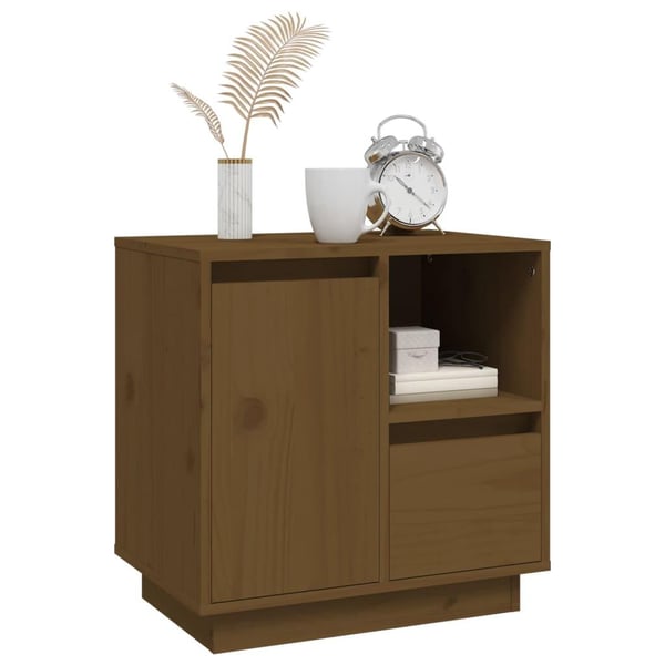 vidaXL sengeborde 2 stk. 50x34x50 cm massivt fyrretræ gyldenbrun