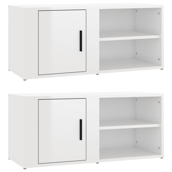 vidaXL tv-borde 2 stk. 80x31,5x36 cm konstrueret træ hvid højglans