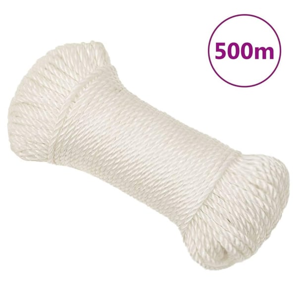 vidaXL Arbeidstau hvit 6 mm 500 m polypropylen