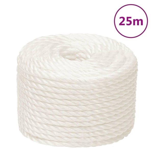 vidaXL Arbeidstau hvit 10 mm 25 m polypropylen