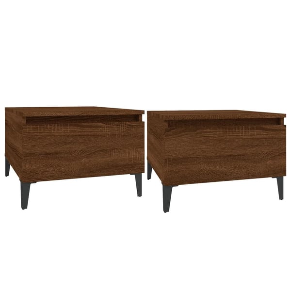 vidaXL Sidebord 2 stk brun eik 50x46x35 cm konstruert tre