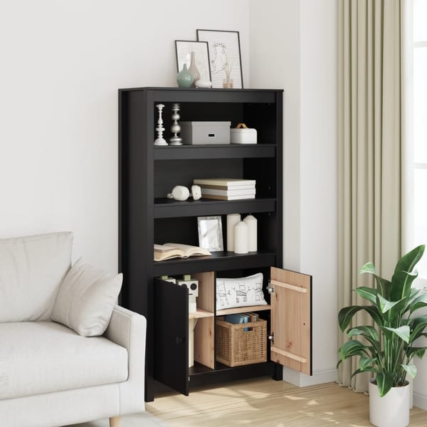 vidaXL skab 80x35x154 cm massivt fyrretræ sort