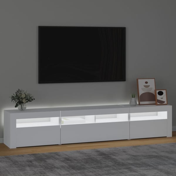 vidaXL TV-benk med LED-lys hvit 210x35x40 cm