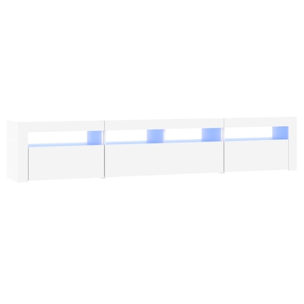 vidaXL TV-benk med LED-lys hvit 210x35x40 cm