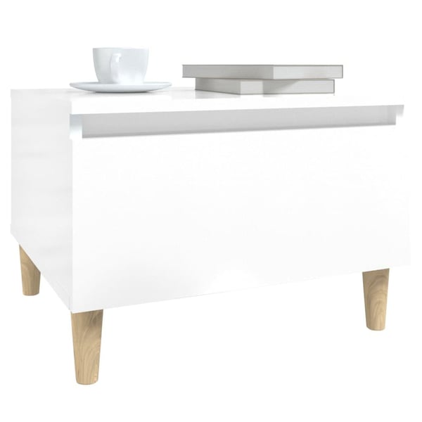 vidaXL Sidebord 2 stk høyglans hvit 50x46x35 cm konstruert tre