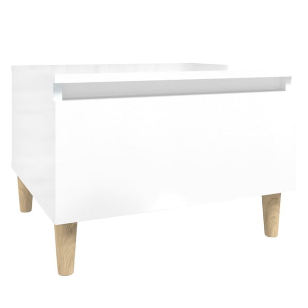 vidaXL Sidebord 2 stk høyglans hvit 50x46x35 cm konstruert tre