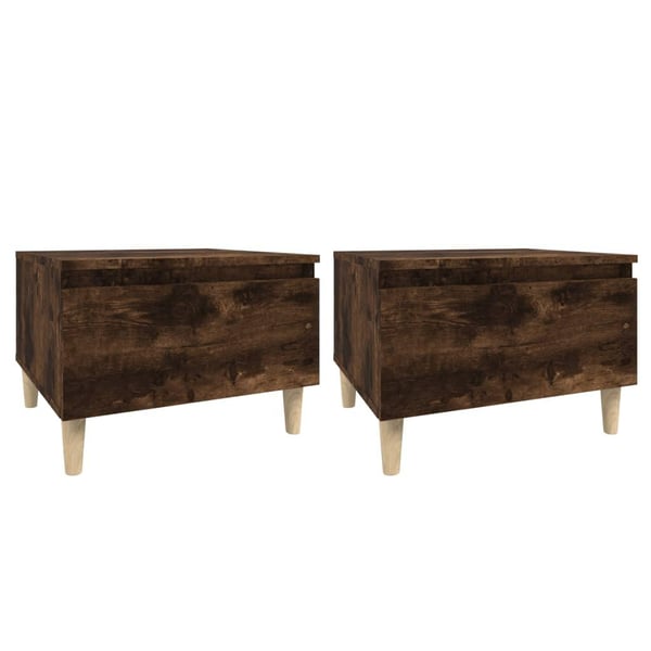 vidaXL Sidebord 2 stk røkt eik 50x46x35 cm konstruert tre