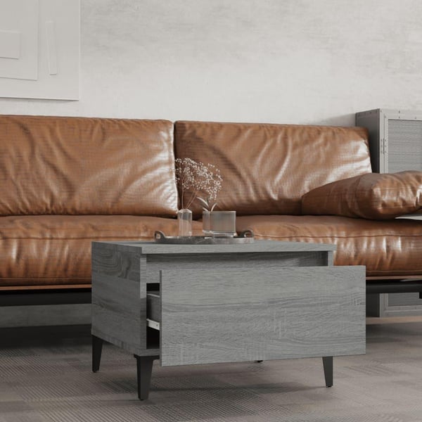 vidaXL Sidebord 2 stk grå sonoma 50x46x35 cm konstruert tre