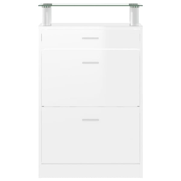 vidaXL Skoskap høyglans hvit 63x24x104 cm konstruert tre