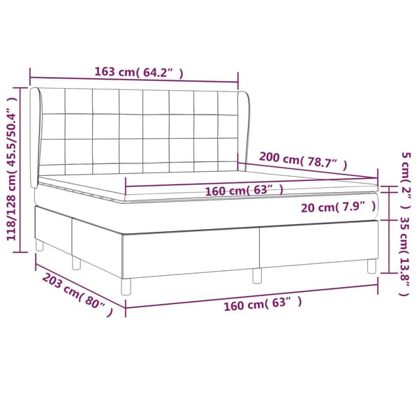 vidaXL kontinentalseng med madras 160x200 cm stof gråbrun