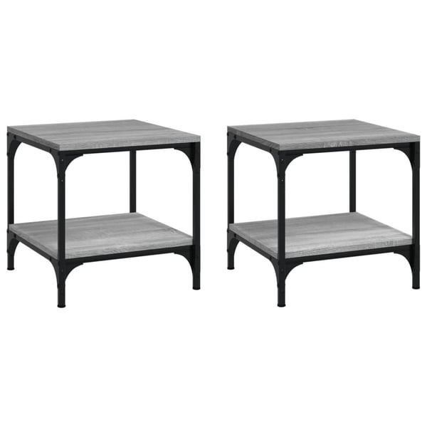 vidaXL sideborde 2 stk. 40x40x40 cm konstrueret træ grå sonoma-eg