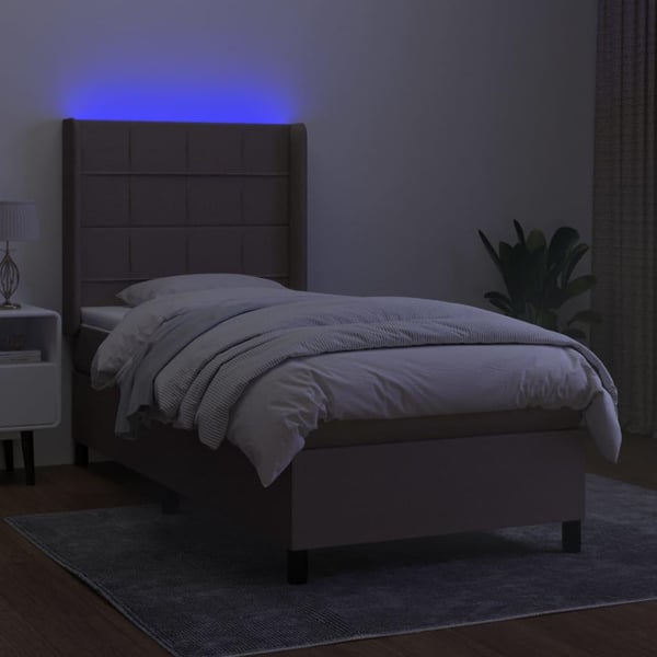 vidaXL kontinentalseng med LED-lys 100x200 cm stof gråbrun