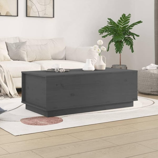vidaXL sofabord 100x50x35 cm massivt fyrretræ grå