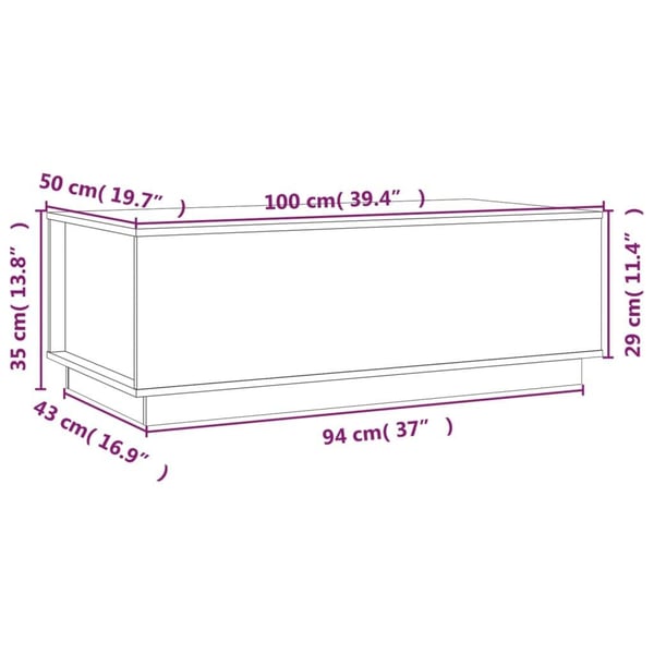 vidaXL sofabord 100x50x35 cm massivt fyrretræ grå