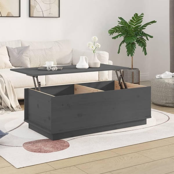 vidaXL sofabord 100x50x35 cm massivt fyrretræ grå